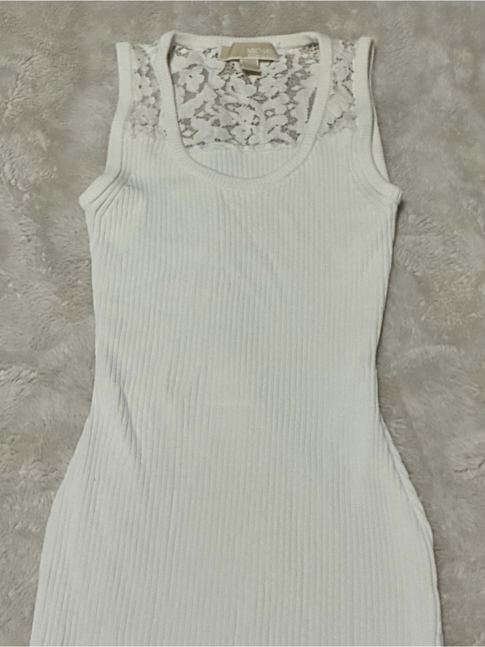 Michael Kors Ribbed Dress with Lace Yoke